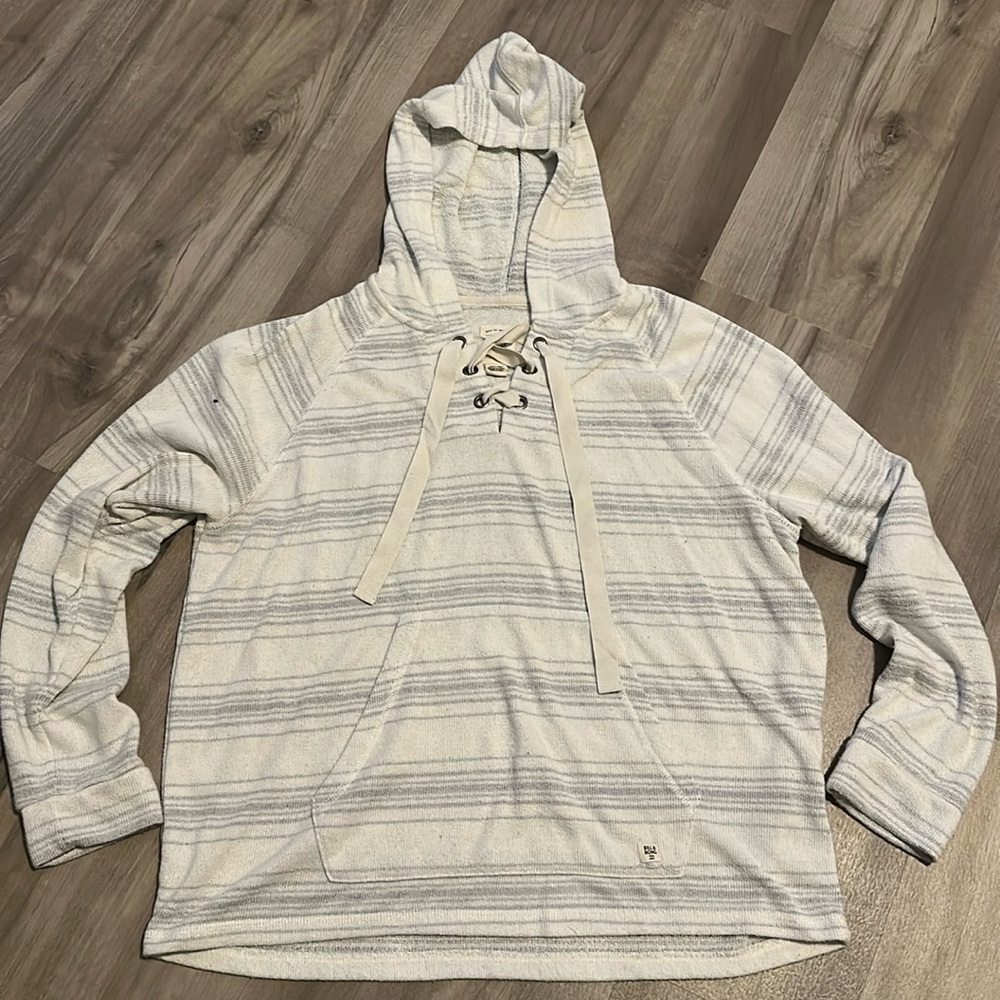 Billabong Pullover Striped Lace Up Hoodie Women's size M